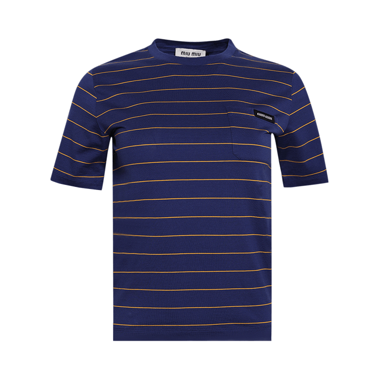 Buy Miu Miu Stripe Tee 'Ink Blue/Topaz' - MJN537 14RT F0XEI | GOAT
