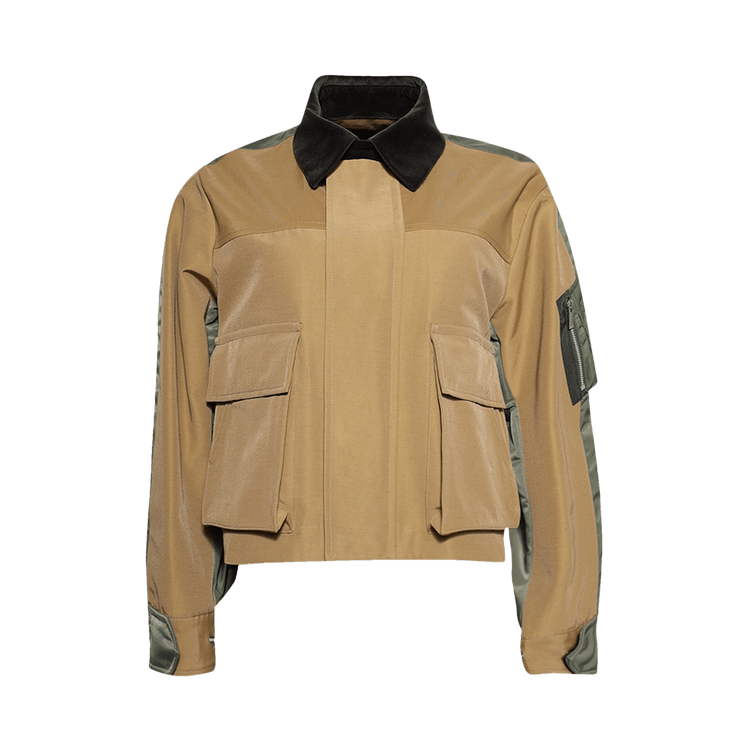 Buy Sacai Grosgrain Nylon Twill Blouson 'Beige/Khaki' - 25