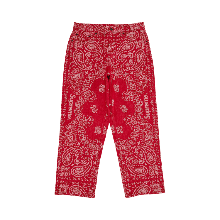 Buy Supreme Bandana Jacquard Baggy Jean 'Red' - SS25P12 RED Buy Supreme Bandana Jacquard Baggy Jean 'Red' - SS25P12 RED