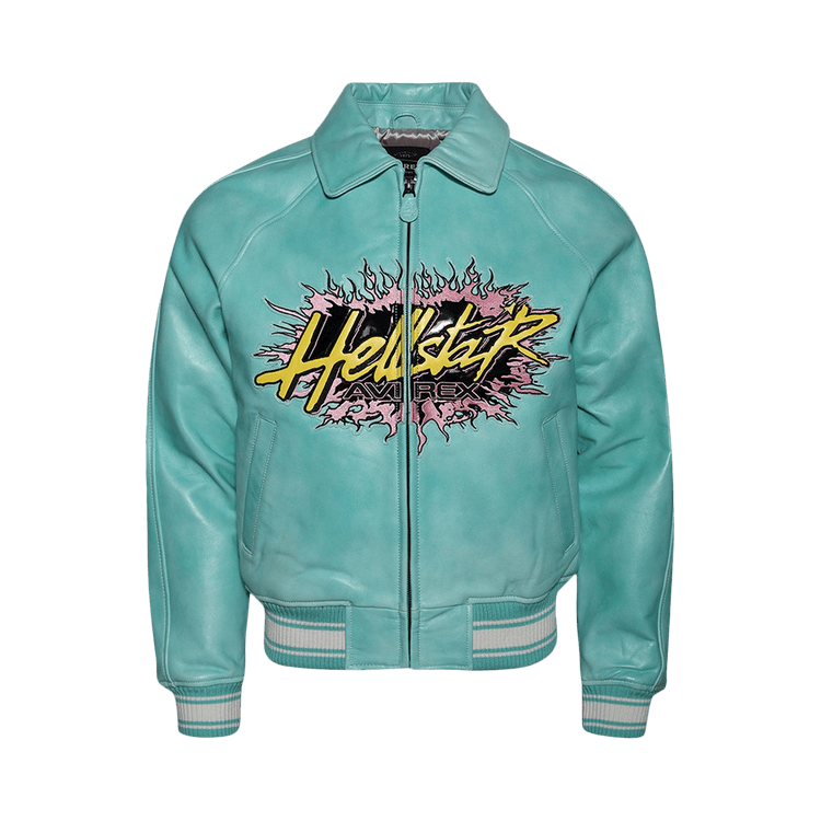 Buy Hellstar Icon Leather Jacket 'Aqua Blue' - HSAJCK1 BLUE | GOAT