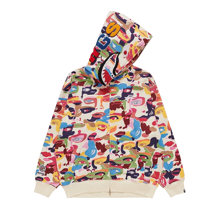Толстовка с капюшоном BAPE x KidSuper Camo Shark на молнии 