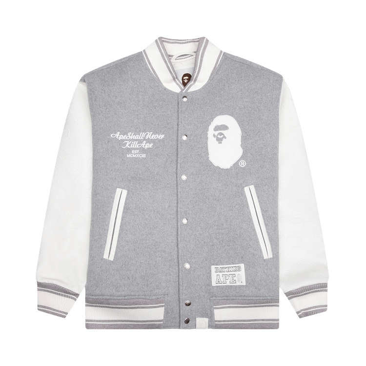 Buy BAPE Varsity Jacket 'Grey' - 001FEA730243F GREY | GOAT