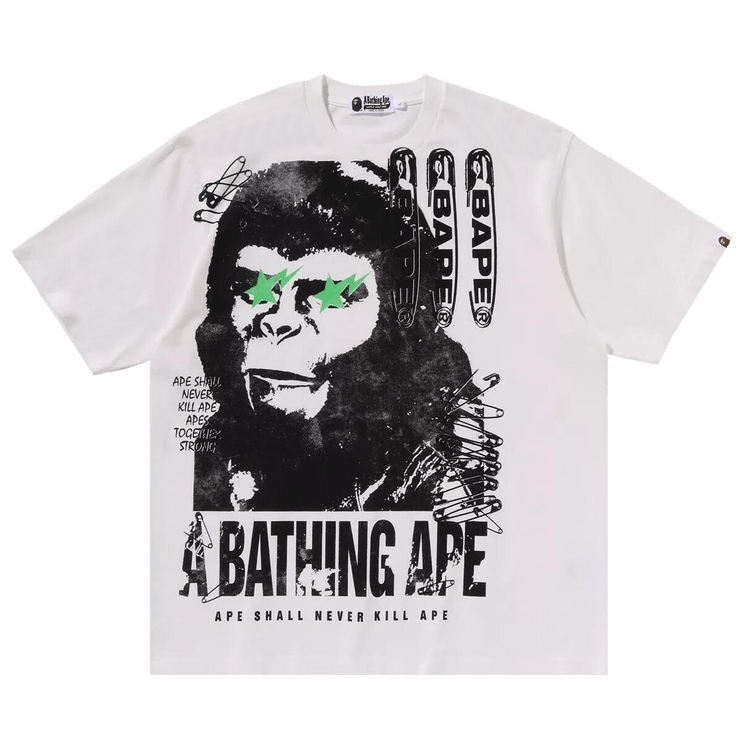 Buy BAPE Garment Dye Multi Logo Relaxed Fit Tee 'White