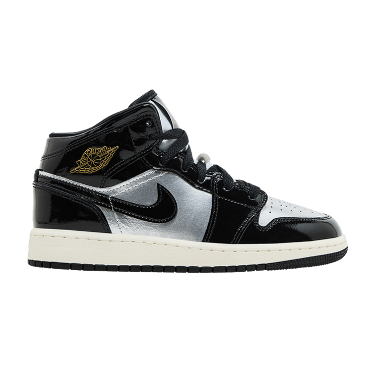 Air Jordan 1 Mid SE GS 'Черный серебристый металлик'