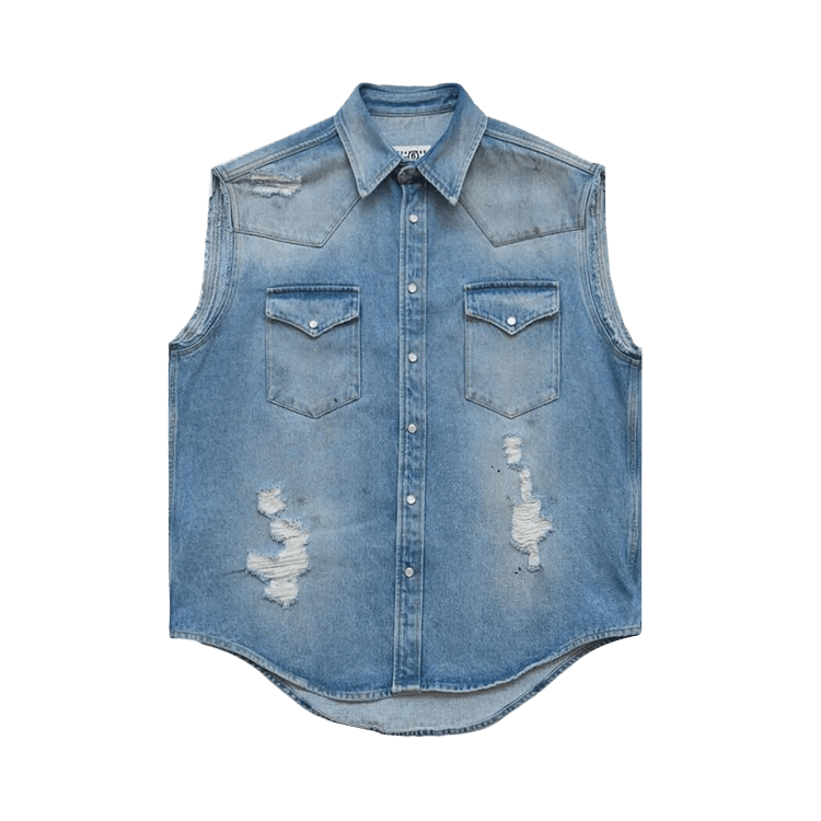 Tシャツ・カットソー MM6 Maison Margiela SLEEVELESS SHIRT (SH2DR0003 M30018964) MM6 Maison Margiela Men's Hand Print Sleeveless T-Shirt in