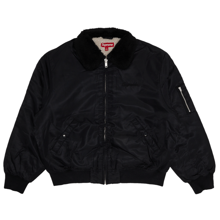 supreme Independent bomber jacket M 黒 Bomber Black/Brown Supreme Independent Jacket with Fur Collar