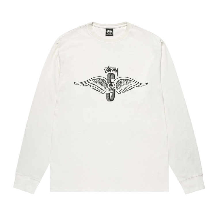 Buy Stussy Skull Wings Long-Sleeve Tee Pigment Dyed 'Natural