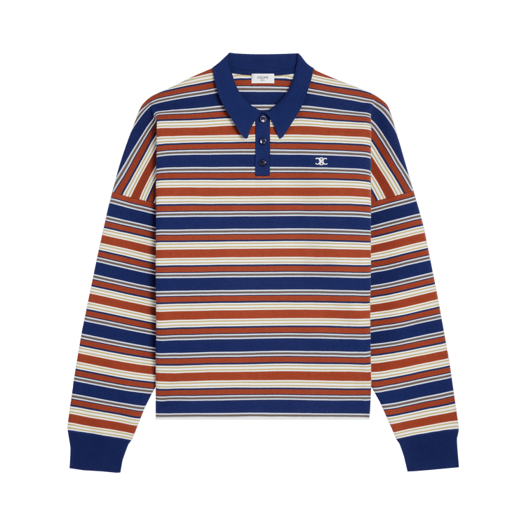 Buy CELINE Triomphe Loose Striped Polo 'Navy/Orange/Ecru