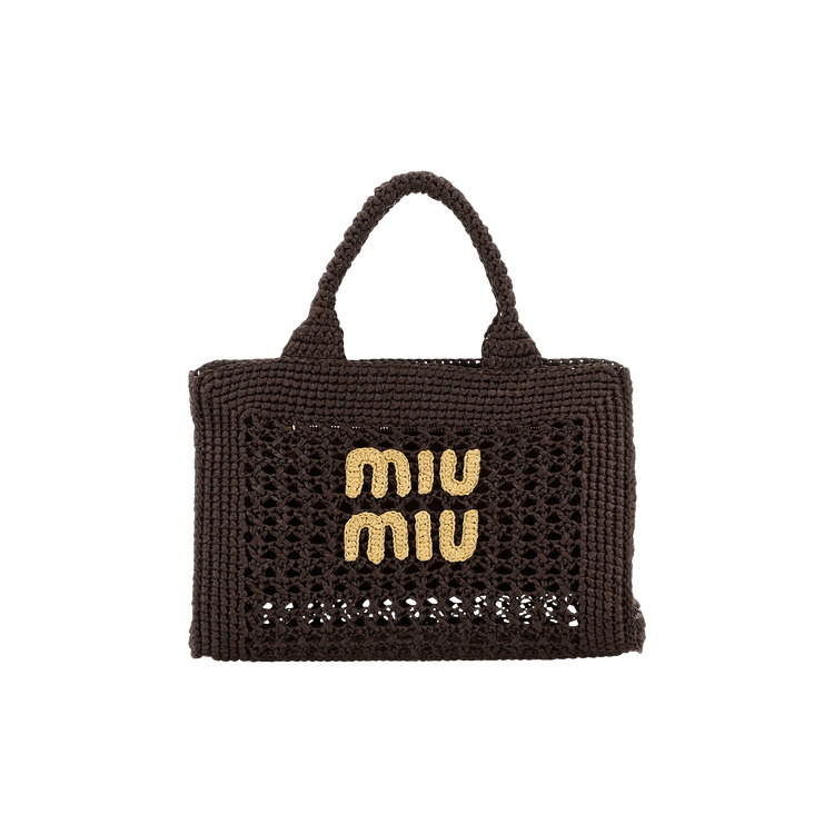 Buy Miu Miu Raffia-Effect Woven Handbag 'Cacao/Natural' - 5BA219