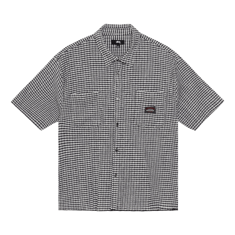 Buy Stussy Crinkled Check Short-Sleeve Shirt 'Black' - 1110371