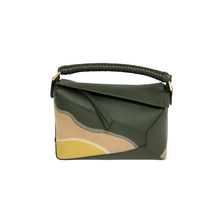 Buy Loewe Small Puzzle Edge Bag 'Bottle Green/Ochre' - A510P60XB0