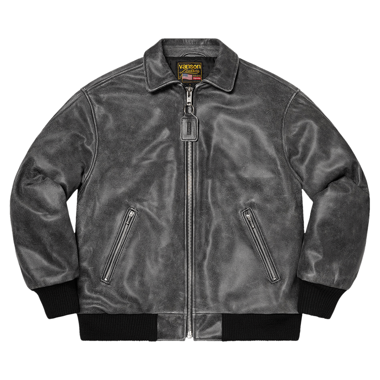 Buy Supreme Vanson Leathers Worn Leather Jacket 'Black' - 00052