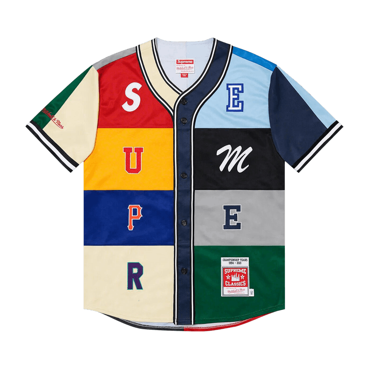 Buy Supreme x Mitchell & Ness Patchwork Baseball Jersey