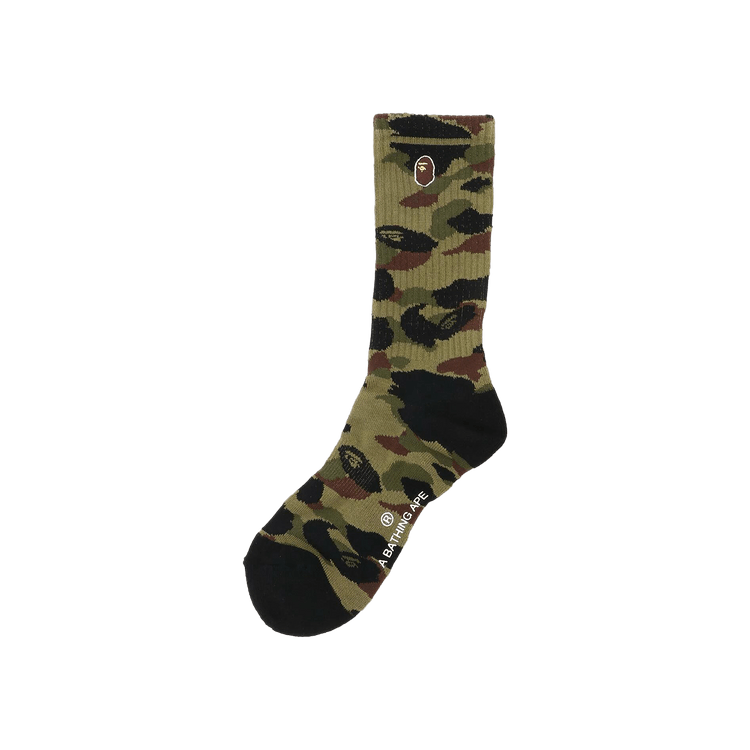 Buy BAPE 1st Camo Ape Head One Point Socks 'Green' - 1L30
