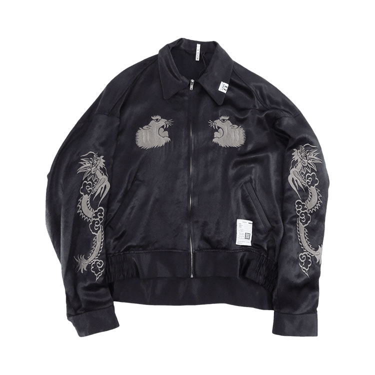 ジャケット・アウター Maison MIHARAYASUHIRO COLLARED SOUVENIR Maison MIHARA YASUHIRO: Black Collared Souvenir Jacket | SSENSE