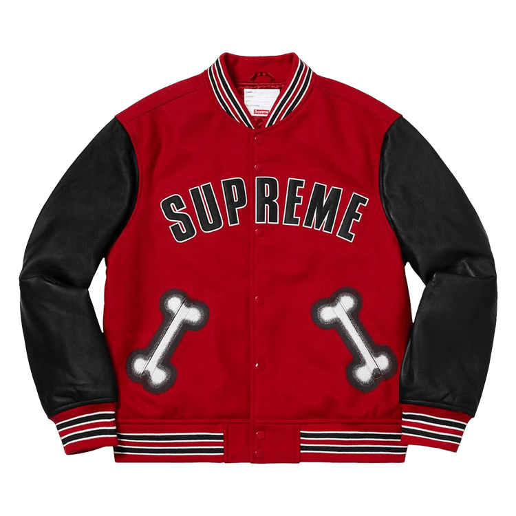 Buy Supreme Bone Varsity Jacket 'Red' - 00052 1FW1806SBVJR
