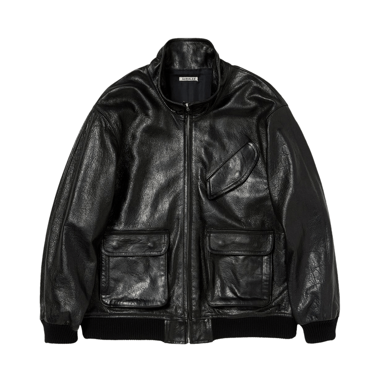 ジャケット・アウター AURALEE LAMB LEATHER ZIP BLOUSON BLACK 4 Auralee Lamb Leather Zip Blouson Black