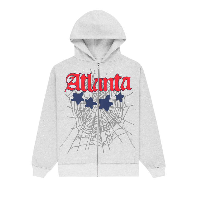 Толстовка с капюшоном Sp5der Atlanta на молнии 'Heather Grey'
