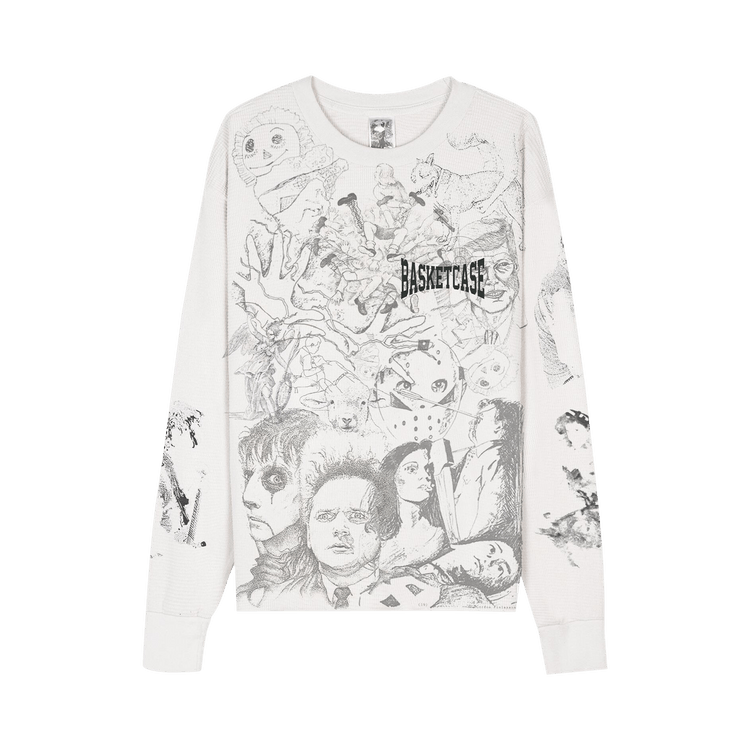 BASKETCASE SCRIBBLE サーマル L 長袖 総柄 希少 Buy Basketcase Gallery Scribble Thermal 'White' - 12784