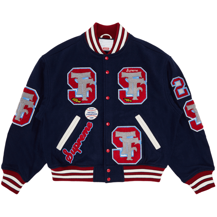 Buy Supreme Drill Team Varsity Jacket 'Navy' - FW25J48 NAVY | GOAT