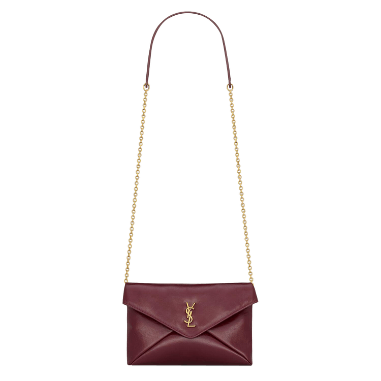 Buy Saint Laurent Cassandre Chain Pouch In Shiny Leather 'Dark