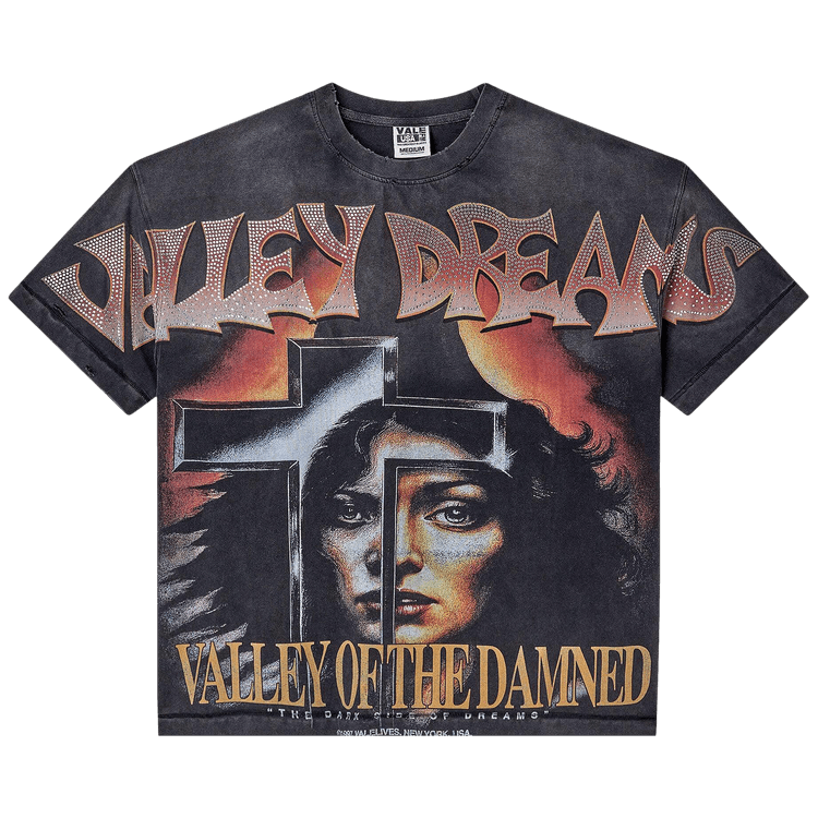 Футболка с побрякушками Vale Forever Damned 'Выстиранная/черная'