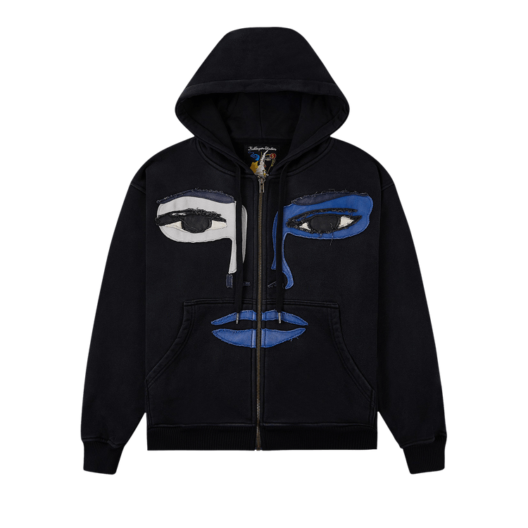 Buy KidSuper Patchwork Face Zip Up Hoodie 'Black' - AW25 HD 05