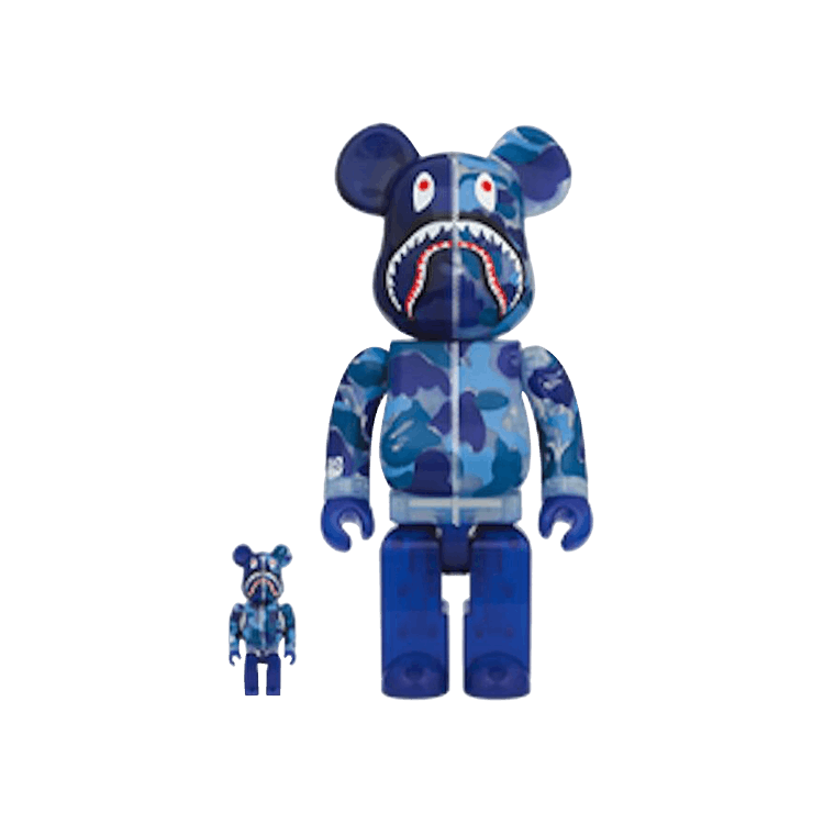Buy BAPE x BE@RBRICK ABC Camo Shark 100% & 400% Set 'Clear Blue
