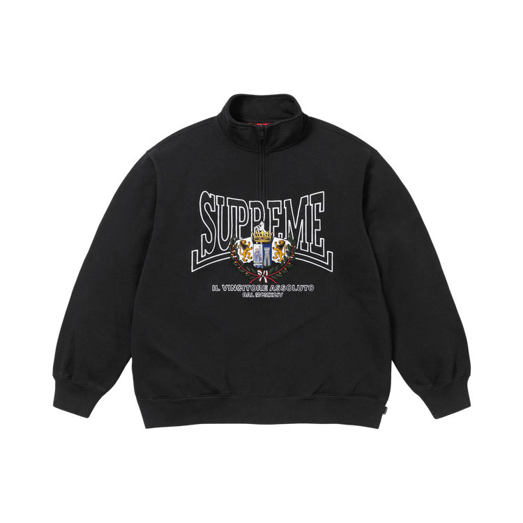 Buy Supreme Crest Appliqué Half Zip Pullover 'Black' - FW25SW70