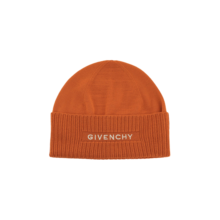 Buy Givenchy Ribbed Embroidered Logo Beanie 'Ivory Orange