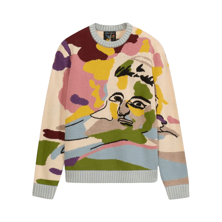 Детский свитер Jaquard Girl Face с ручной вышивкой 