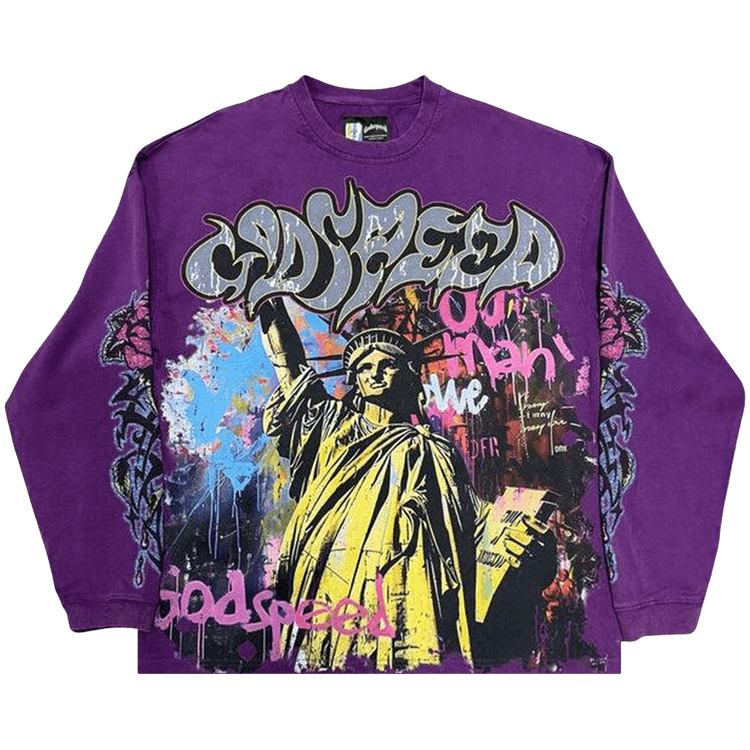 Godspeed スカルプリント 長袖カットソー XS Buy Godspeed Vandal Long-Sleeve T-Shirt 'Grape' - 11652 10004GVLTG