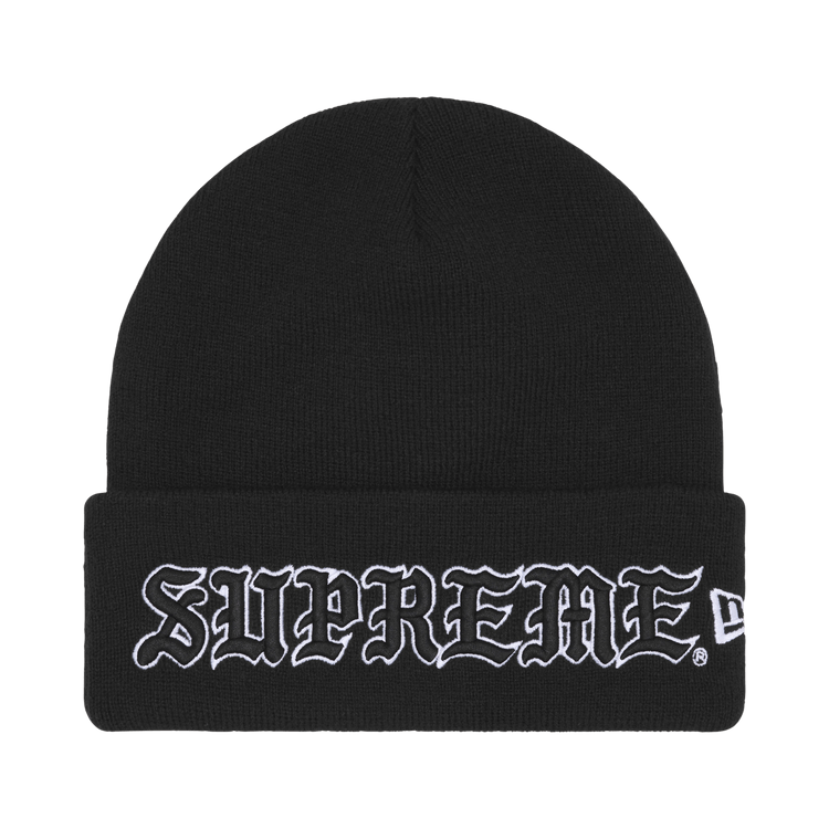 Buy Supreme New Era Old English Beanie 'Black' - FW25BN65 BLACK | GOAT