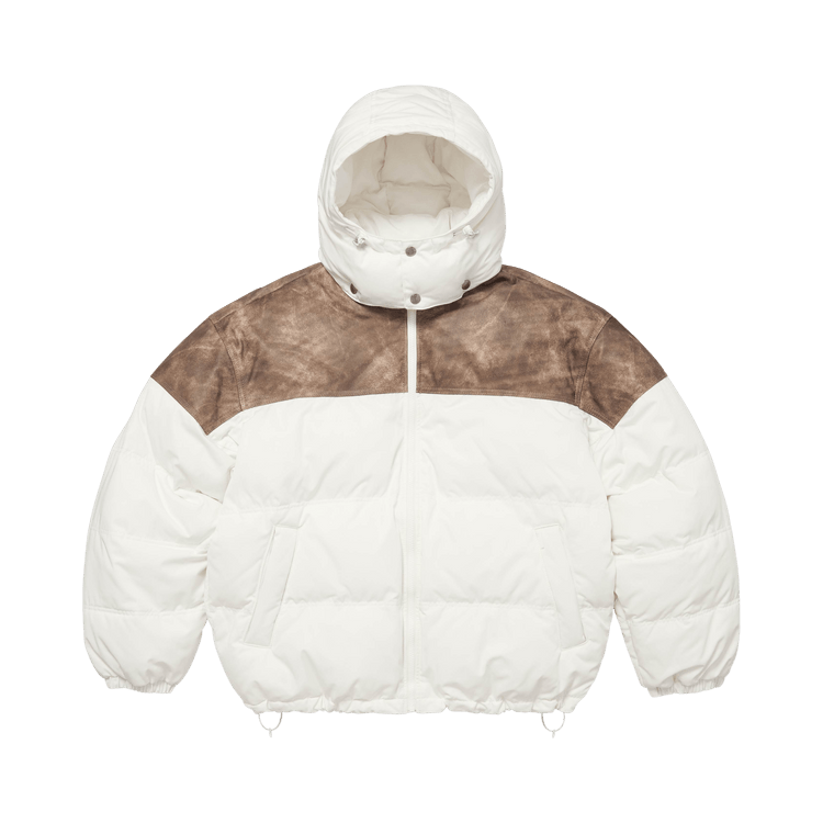 Buy Supreme Leather Yoke Puffer Jacket 'White' - FW25J16 WHITE | GOAT