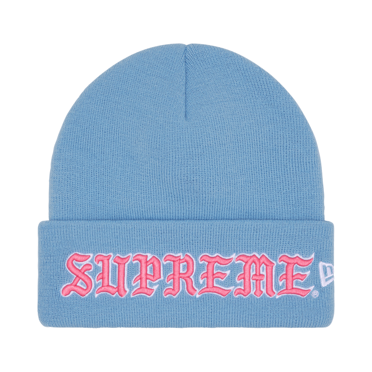 Buy Supreme New Era Old English Beanie 'Light Blue' - FW25BN65