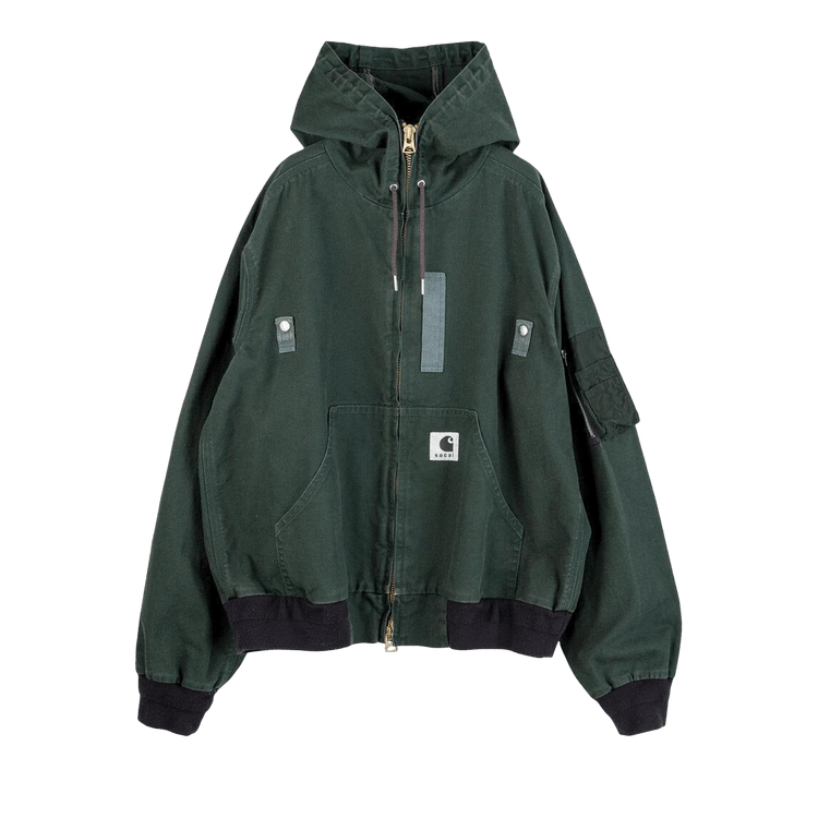 Buy Sacai x Carhartt WIP Washed Duck Hooded Blouson 'Green' - 25