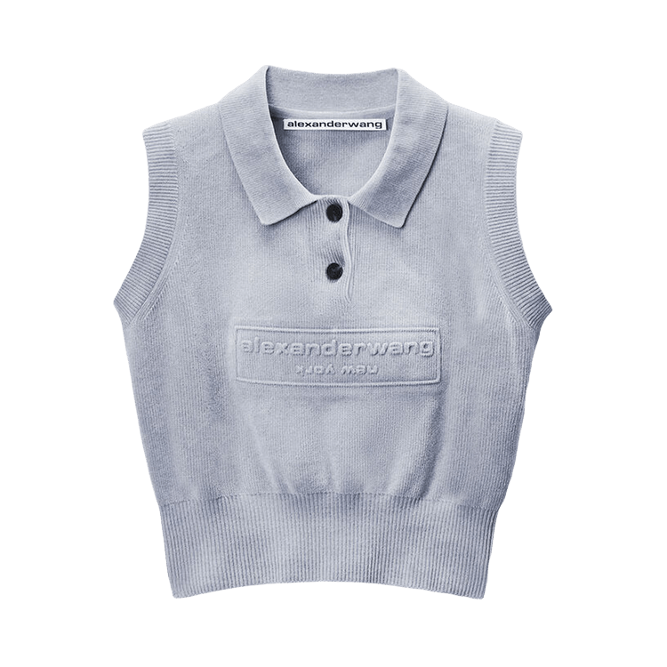 Buy Alexander Wang Polo Collar Vest W/ Embossed Logo 'Washed Grey