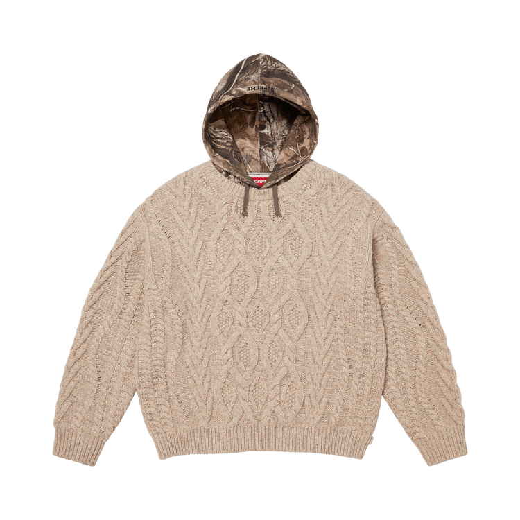 Buy Supreme Cable Hooded Sweater 'Oatmeal' - FW25SK7 OATMEAL | GOAT