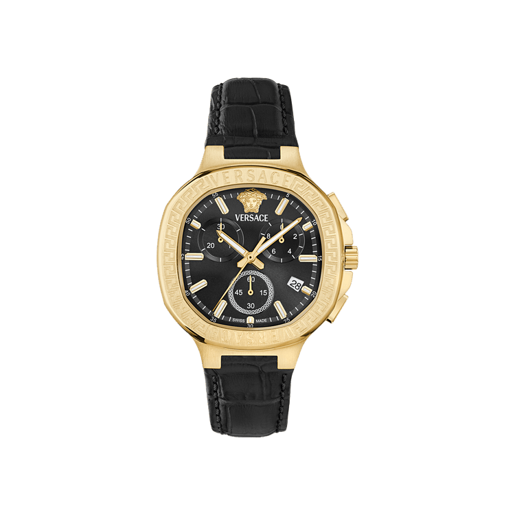Buy Versace V Chrono Square Leather Watch 'Gold' - VEVCA0224 | GOAT