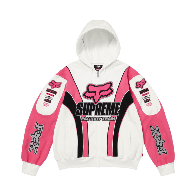 Buy Supreme x Fox Racing Zip Up Hooded Sweatshirt 'White