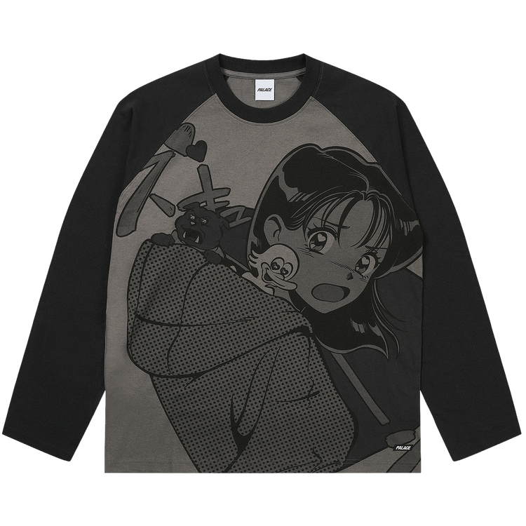 Buy Palace Rear View Raglan Long-Sleeve 'Black/Mono' - P29ES062 | GOAT
