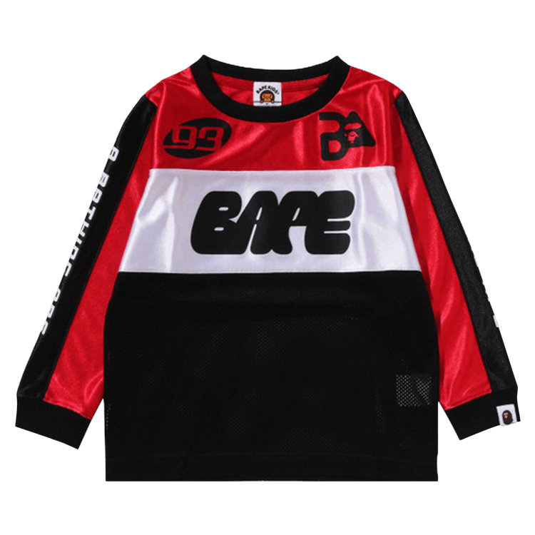 BAPE✨ DOT LONG SHIRT✨RED✨ A Bathing Ape Men Color Camo Shark Long Sleeve Tee red