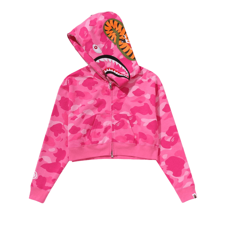 Buy BAPE Color Camo Crystal Stone Shark Cropped Full Zip Hoodie