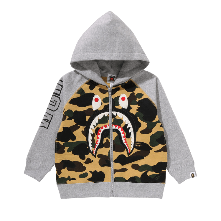Buy BAPE Kids 1st Camo Shark Patch Zip Hoodie 'Yellow' - 1L80 315