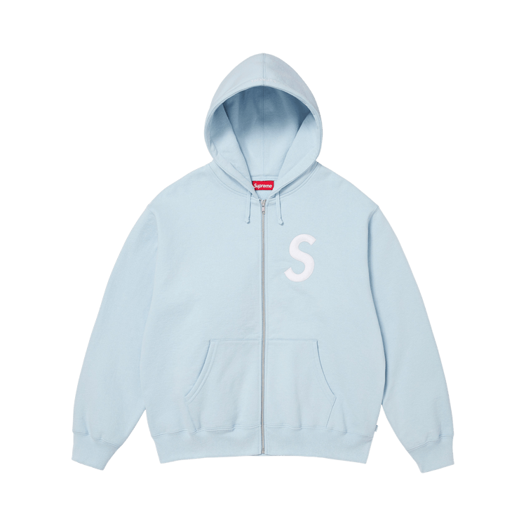 Buy Supreme S Logo Zip Up Hooded Sweatshirt 'Light Blue
