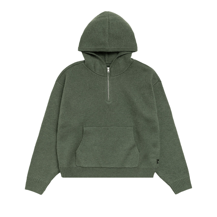 Buy Stussy Quarter Zip Knit Hoodie 'Green' - 117278 GREE | GOAT