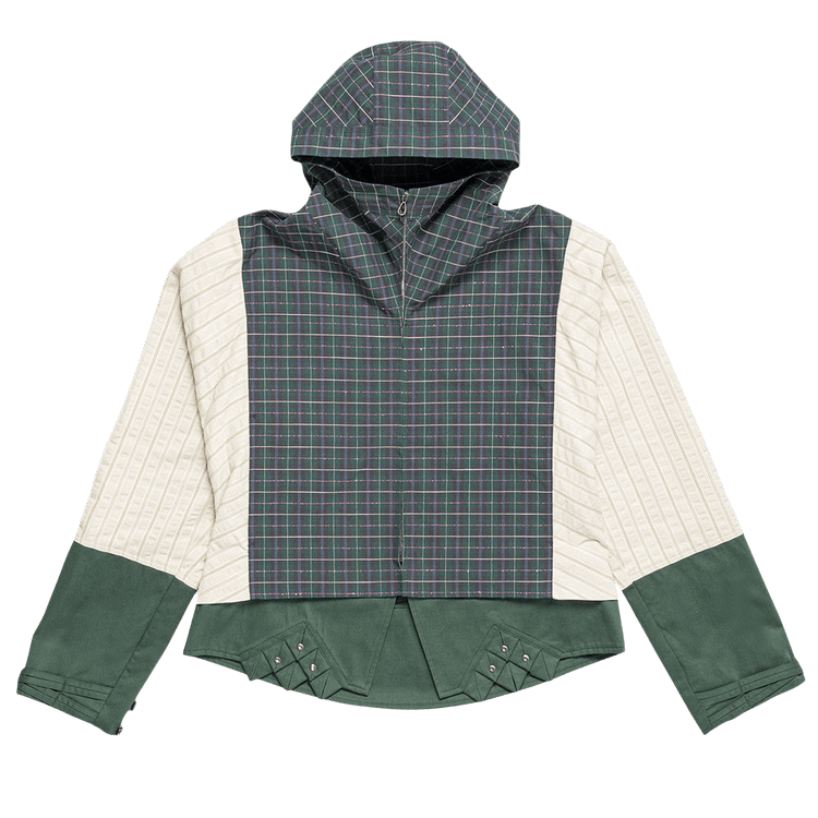 Buy Kiko Kostadinov Estike Hooded Jacket 'Check/Ivory Stripe/Green