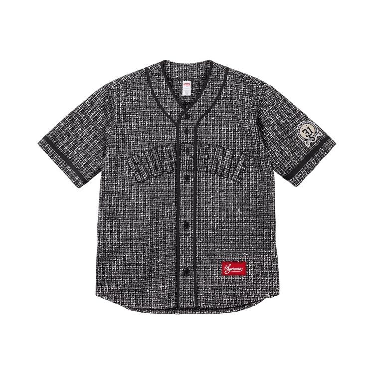 Buy Supreme Bouclé Baseball Jersey 'Black' - FW25KN47 BLACK | GOAT