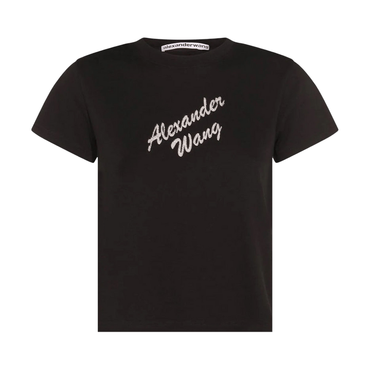 Buy Alexander Wang Shrunken Tee with Hotfix Logo 'Washed Black