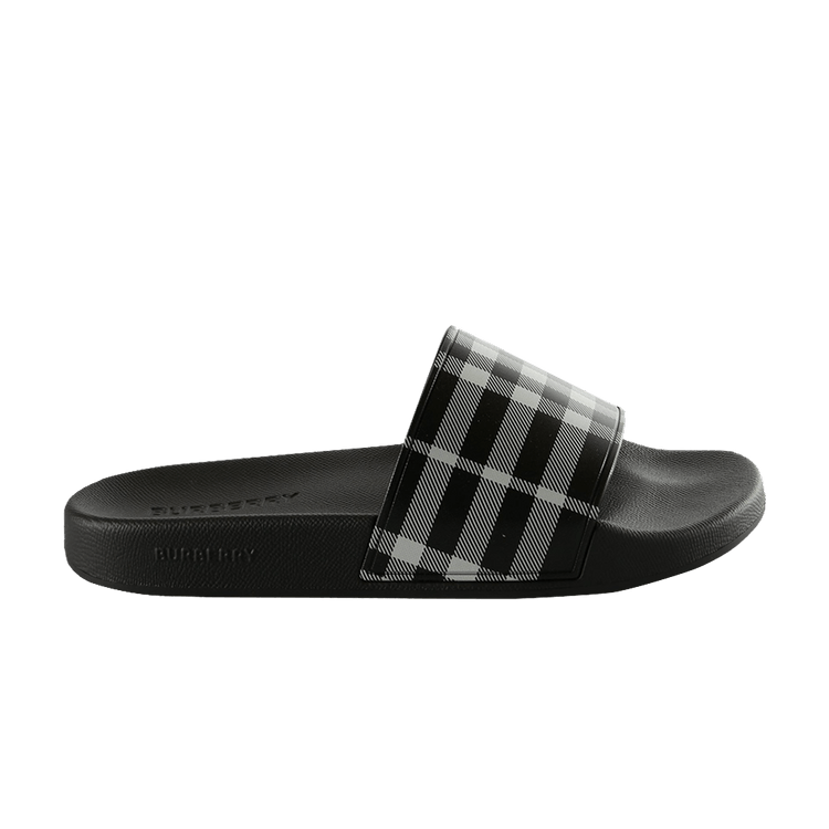 Buy Burberry Check Slides 'Black Calico' - 8107514 | GOAT